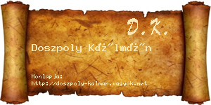 Doszpoly Kálmán névjegykártya